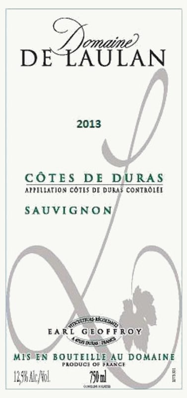Domaine de Laulan Cotes de Duras Sauvignon Blanc 2013 Front Label