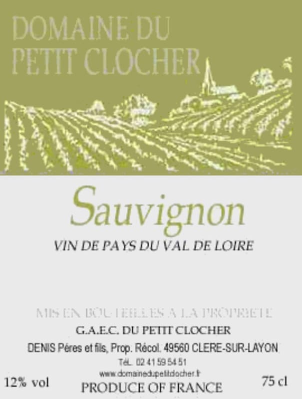 Domaine de Petit Clocher Sauvignon 2015 Front Label