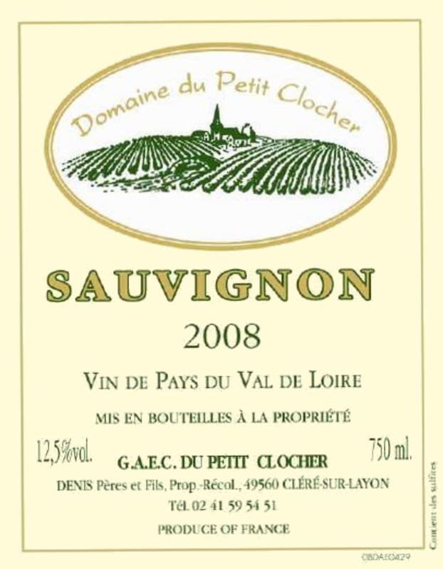 Domaine de Petit Clocher Sauvignon 2008 Front Label