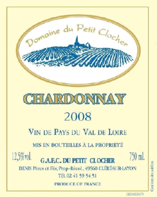 Domaine de Petit Clocher Chardonnay 2008 Front Label