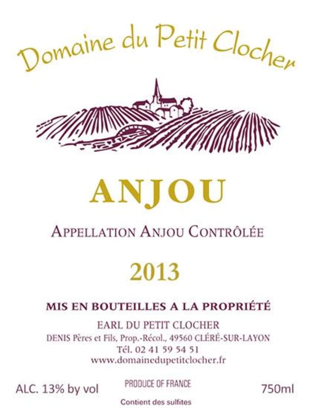 Domaine de Petit Clocher Anjou Blanc 2013 Front Label