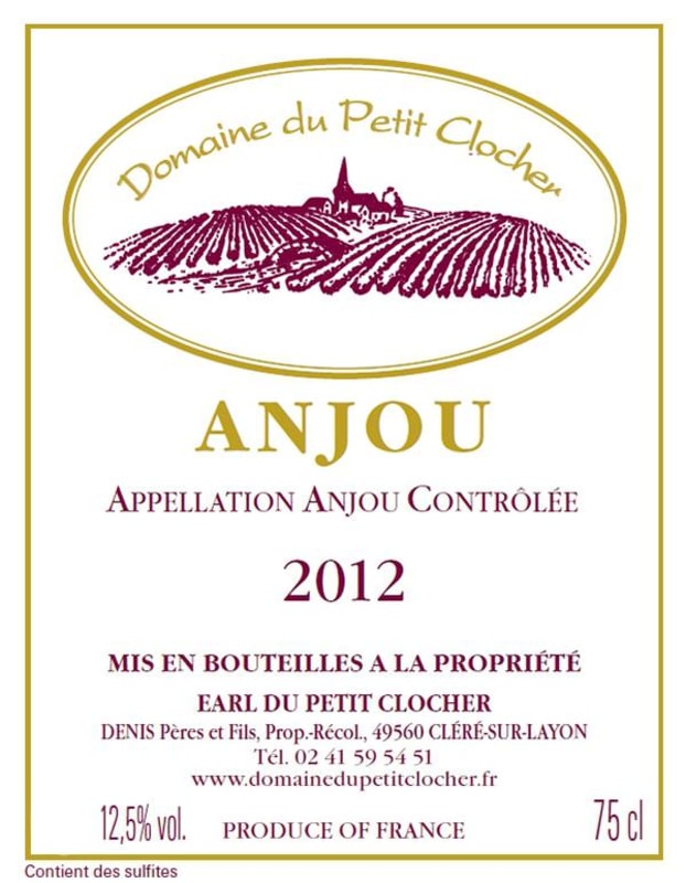 Domaine de Petit Clocher Anjou Blanc 2012 Front Label