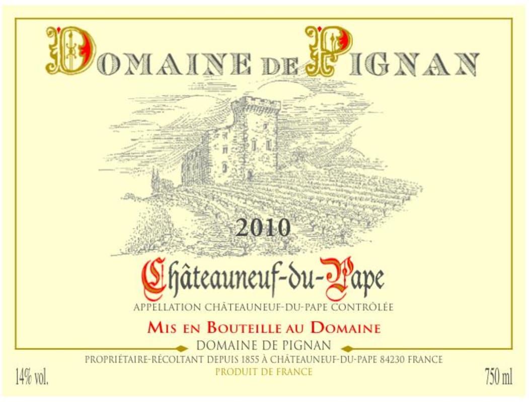 Domaine de Pignan Chateauneuf-du-Pape Blanc 2010 Front Label