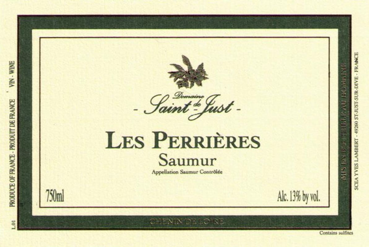 Domaine de Saint-Just Saumur Les Perrieres Blanc 2014 Front Label