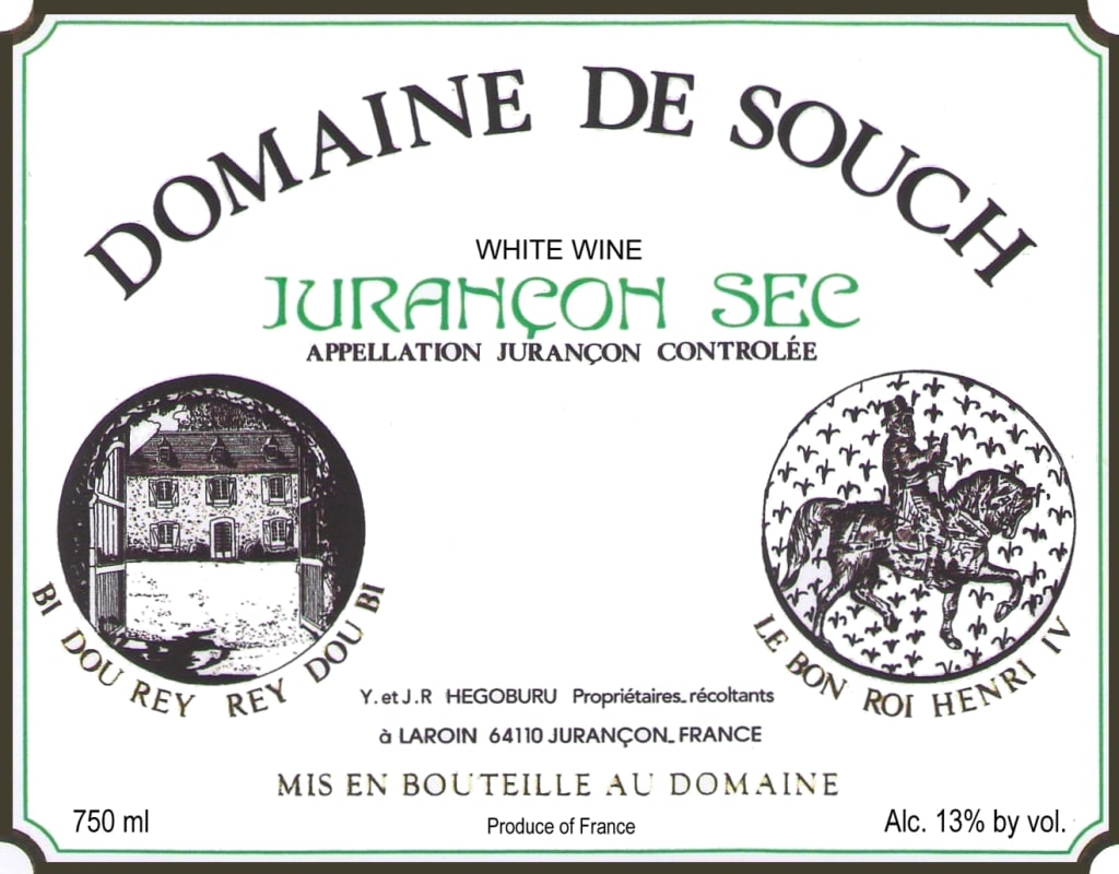 Domaine de Souch Jurancon Sec 2012 Front Label