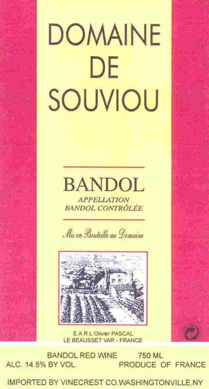 Domaine de Souviou Bandol 2005 Front Label
