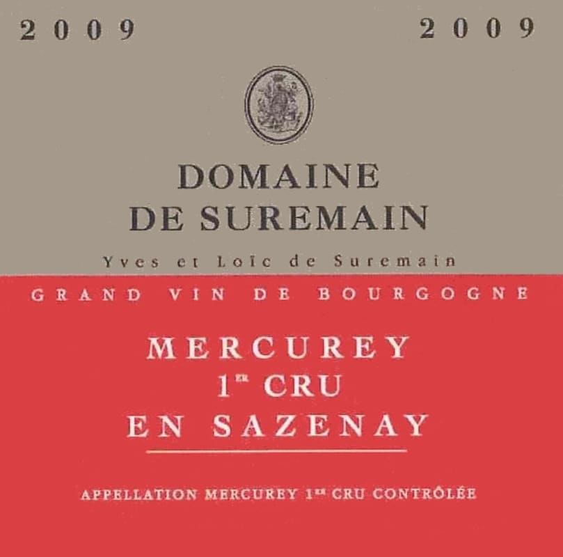 Domaine de Suremain Mercurey En Sazenay Premier Cru Rouge 2009 Front Label