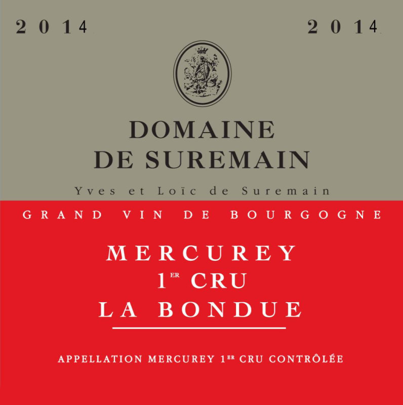 Domaine de Suremain Mercurey La Bondue Premier Cru 2014 Front Label