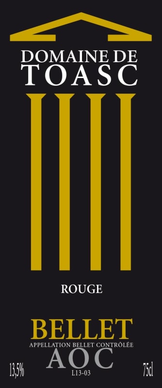 Domaine de Toasc Bellet Rouge 2013 Front Label