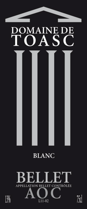Domaine de Toasc Bellet Blanc 2015 Front Label