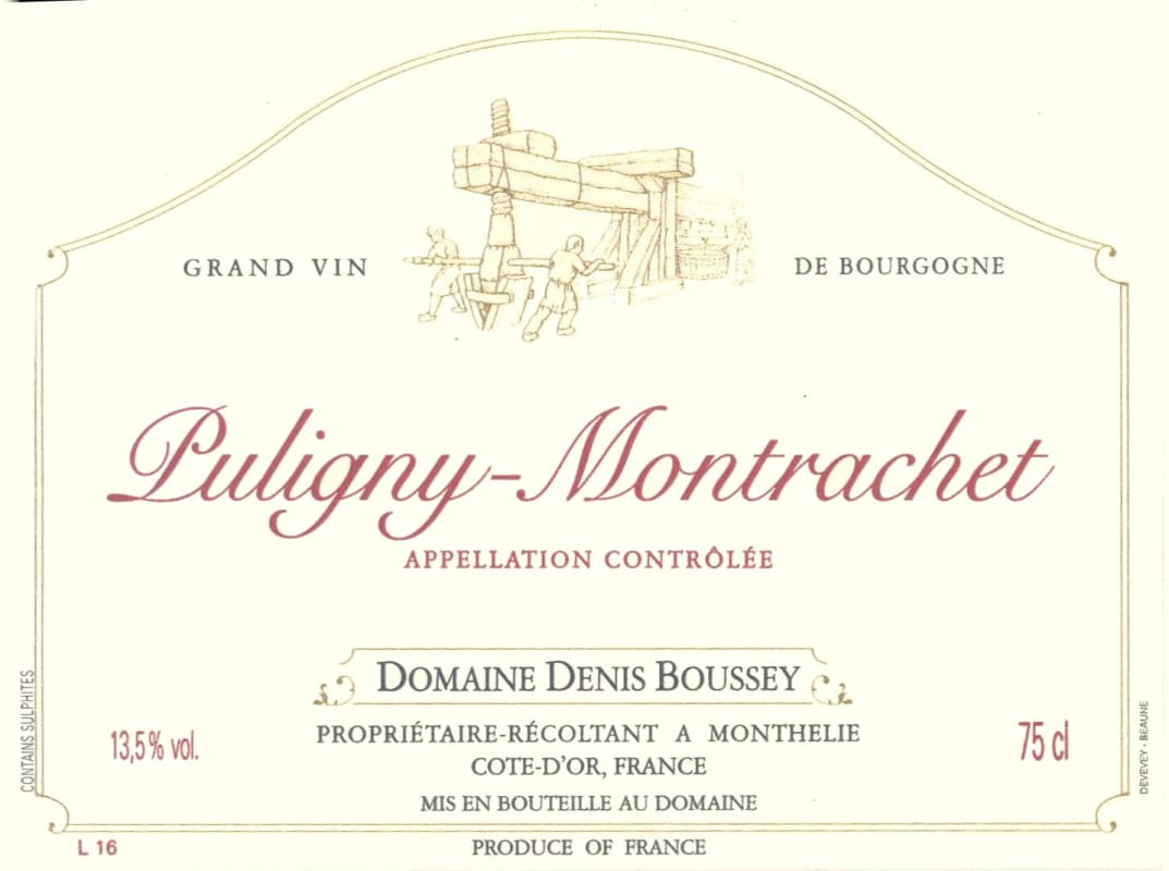 Domaine Denis Boussey Puligny-Montrachet 2013 Front Label