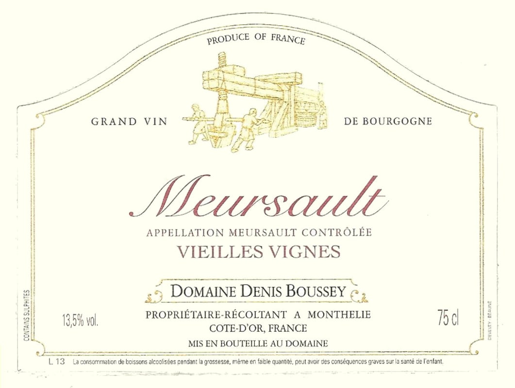 Domaine Denis Boussey Meursault Vieilles Vignes 2012 Front Label