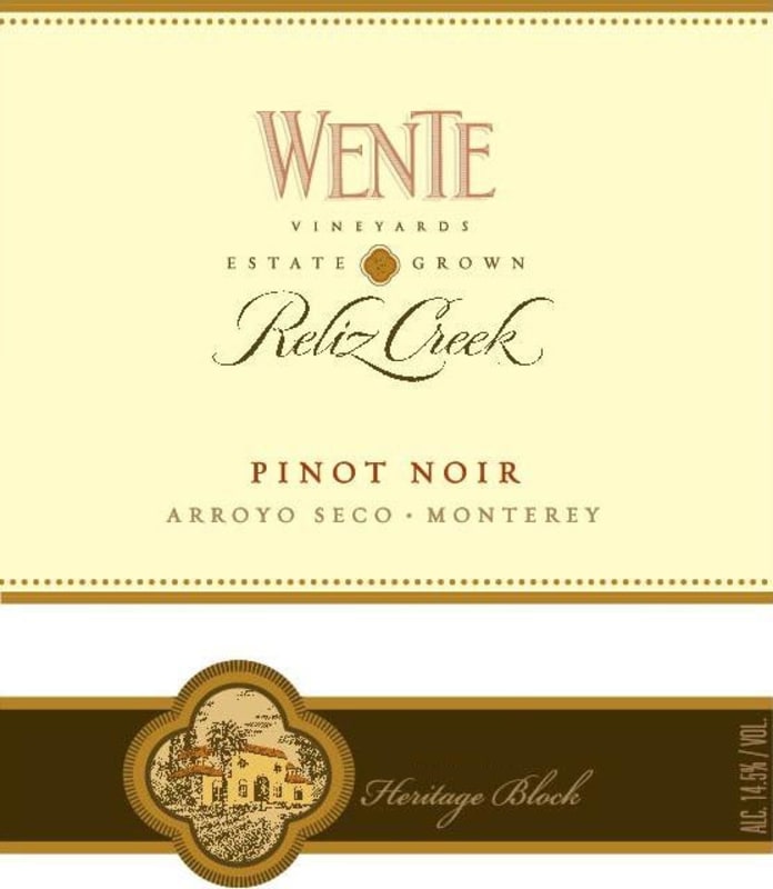 Wente Reliz Creek Pinot Noir 2009 Front Label