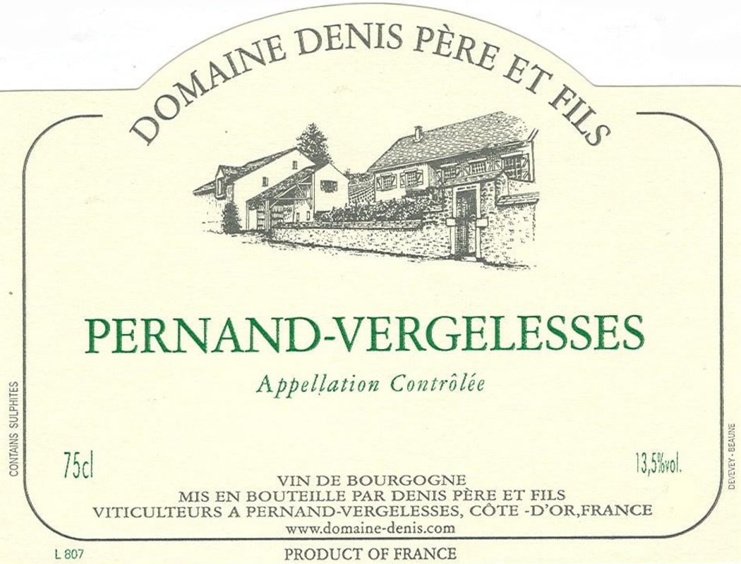 Domaine Denis Pere et Fils Pernand-Vergelesses Blanc 2008 Front Label