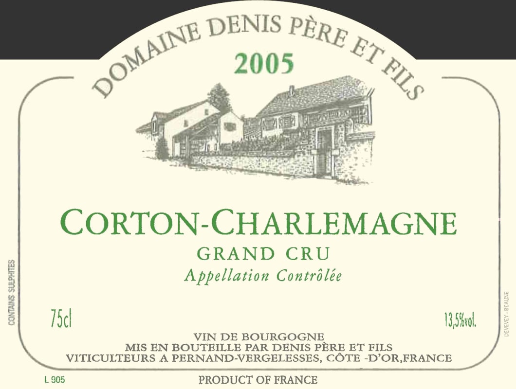 Domaine Denis Pere et Fils Corton-Charlemagne Grand Cru 2005 Front Label