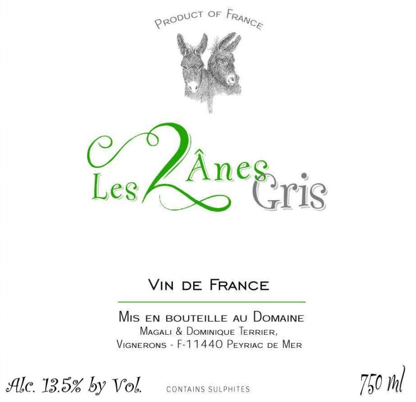 Domaine des 2 Anes Gris Blanc 2013 Front Label