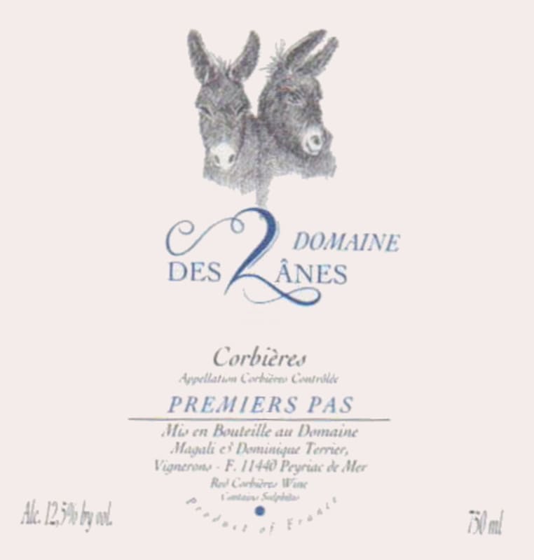 Domaine des 2 Anes Corbieres Premier Pas 2009 Front Label