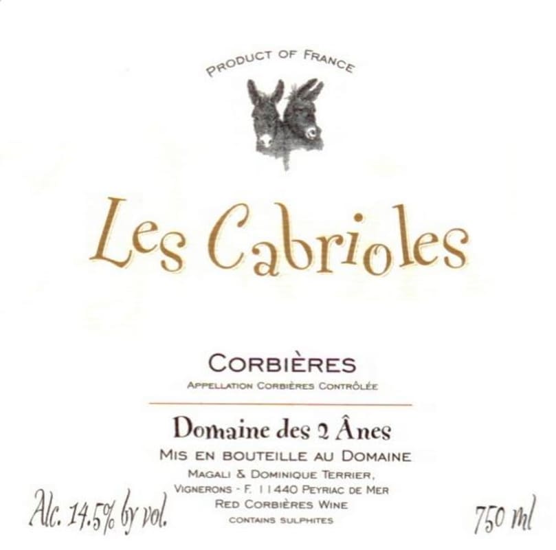 Domaine des 2 Anes Corbieres Les Cabrioles 2005 Front Label