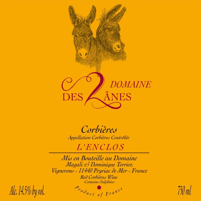 Domaine des 2 Anes Corbieres L'enclos 2012 Front Label