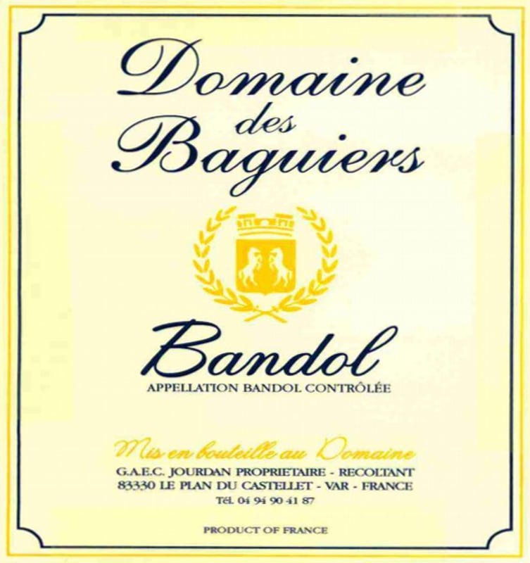Domaine des Baguiers Bandol Rouge 2010 Front Label