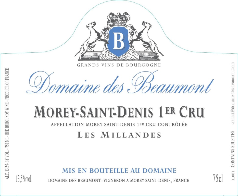 Domaine des Beaumont Morey-Saint-Denis Les Millandes Premier Cru 2009 Front Label