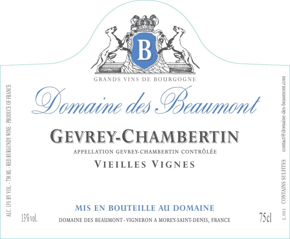 Domaine des Beaumont Gevrey-Chambertin Vieilles Vignes 2010 Front Label