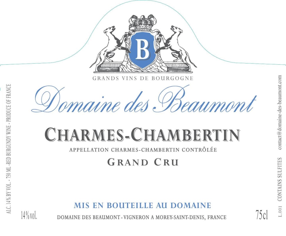 Domaine des Beaumont Charmes-Chambertin Grand Cru 2009 Front Label