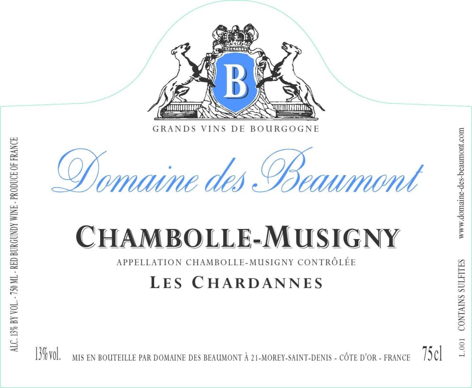 Domaine des Beaumont Chambolle-Musigny Les Chardannes 2013 Front Label