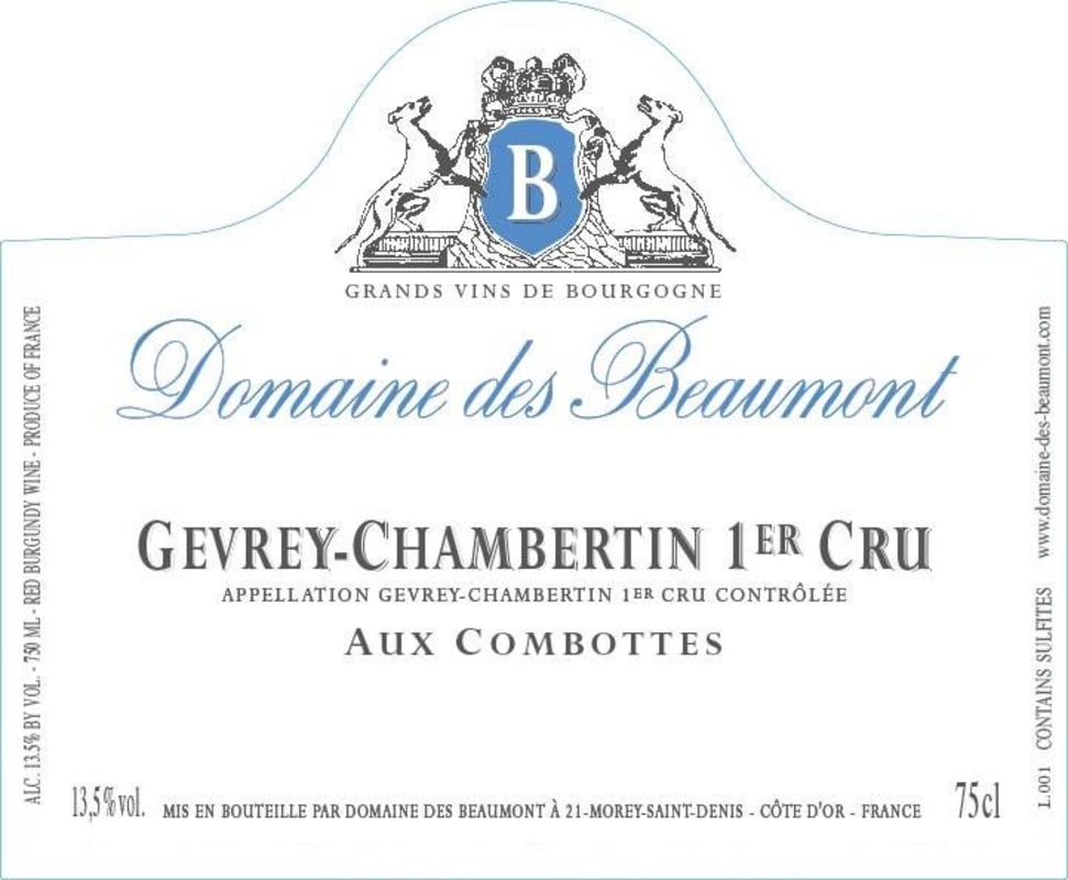Domaine des Beaumont Gevrey-Chambertin Aux Combottes Premier Cru 2014 Front Label