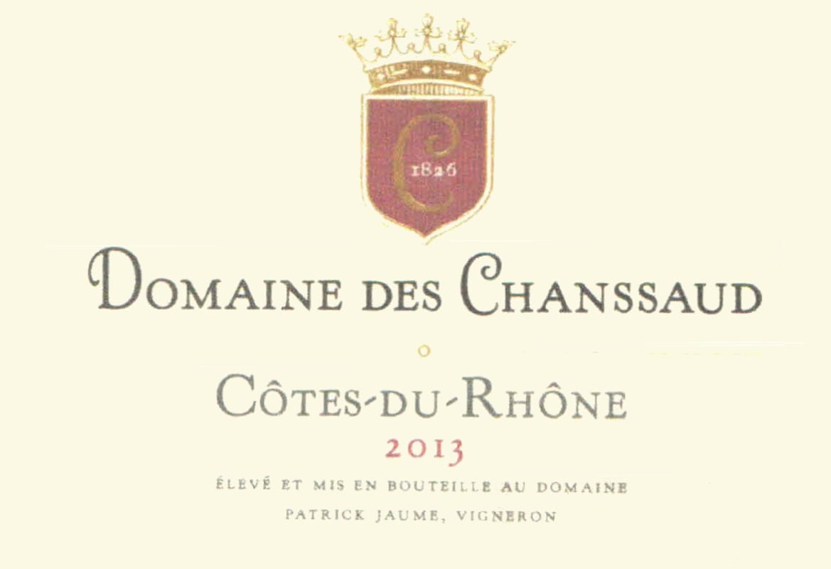 Domaine des Chanssaud Cotes du Rhone 2013 Front Label