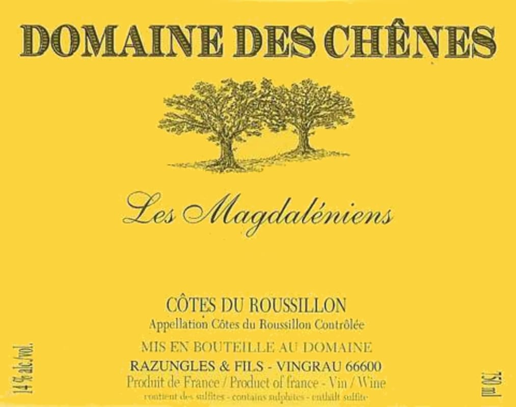 Domaine des Chenes Cotes du Roussillon Les Magdaleniens 2013 Front Label