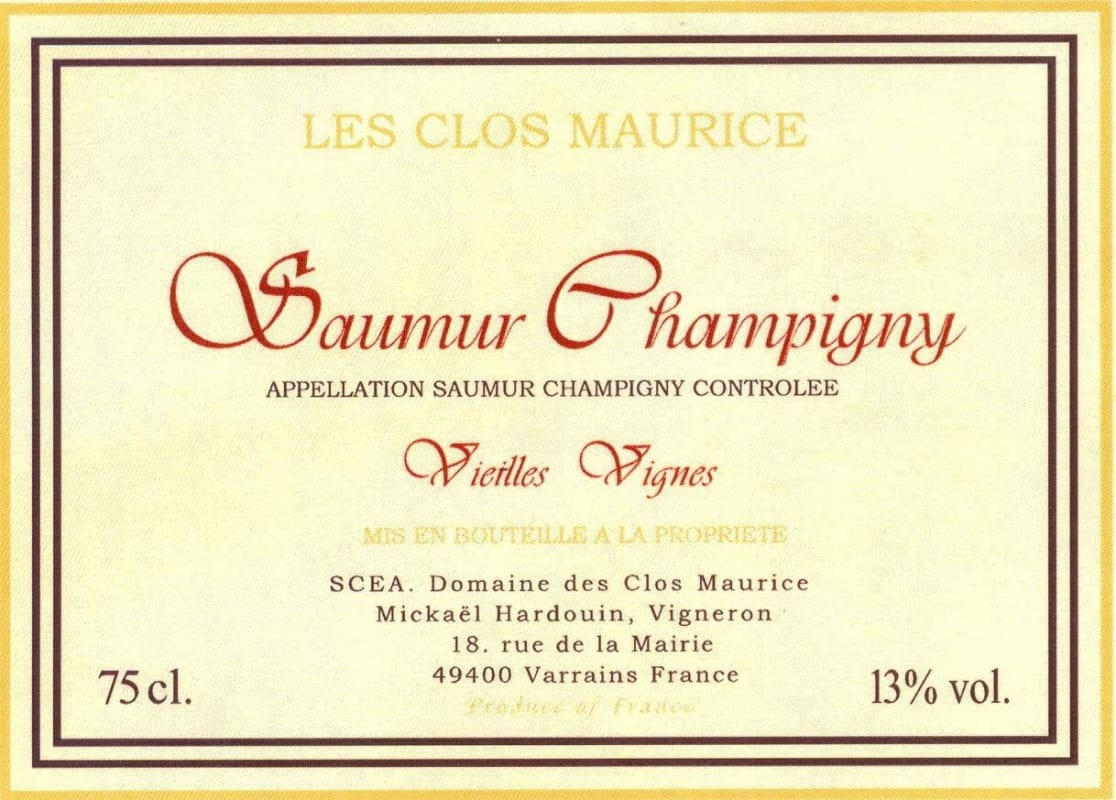 Domaine des Clos Maurice Saumur Champigny Vieilles Vignes 2013 Front Label