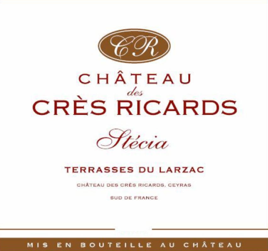 Chateau des Cres Ricards Coteaux du Languedoc Stecia 2013 Front Label