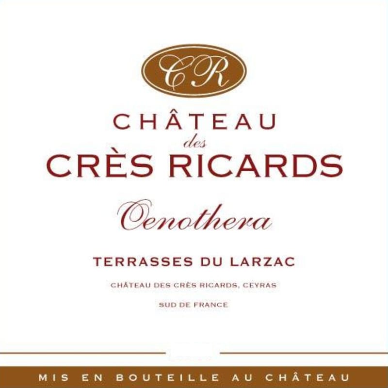 Chateau des Cres Ricards Coteaux du Languedoc Oenothera 2012 Front Label