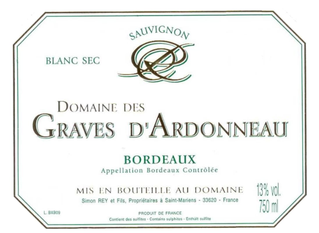 Domaine des Graves d'Ardonneau Bordeaux Sauvignon Blanc 2013 Front Label