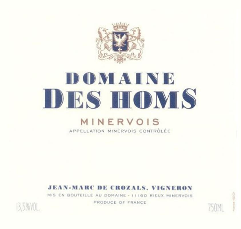 Domaine des Homs Minervois 2006 Front Label