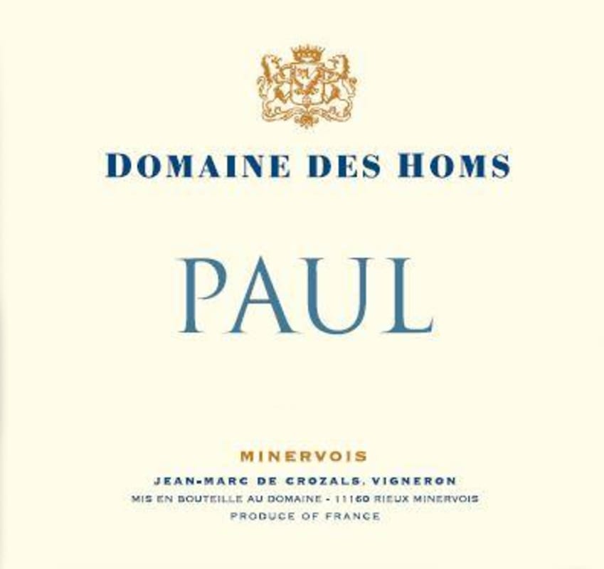 Domaine des Homs Minervois Paul 2014 Front Label