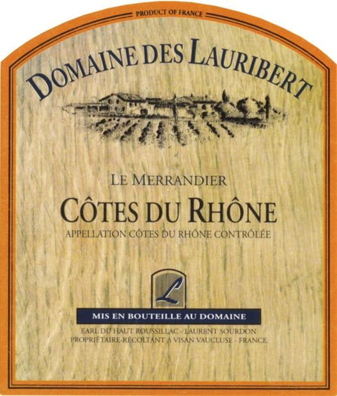 Domaine des Lauribert Cotes du Rhone Le Merrandier 2013 Front Label