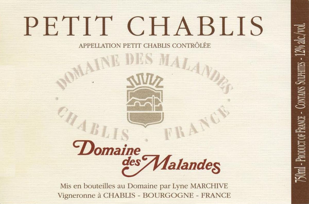 Domaine des Malandes Petit Chablis 2014 Front Label