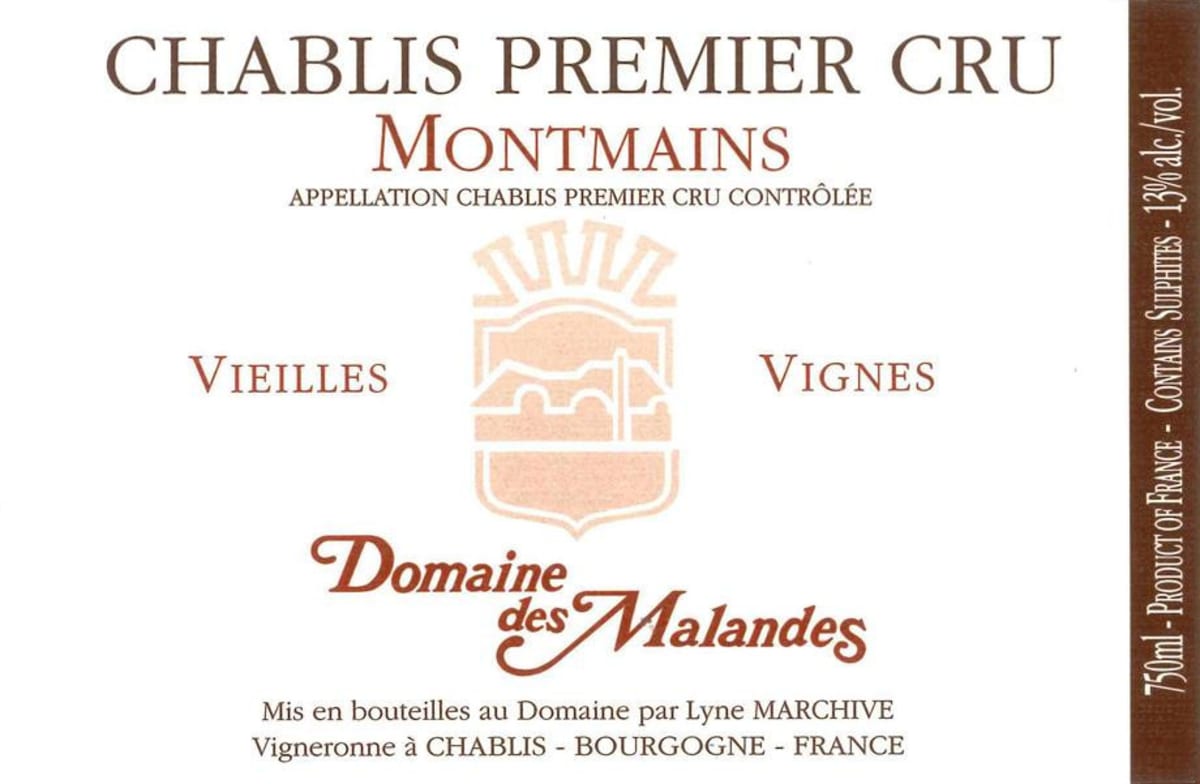 Domaine des Malandes Chablis Montmains Premier Cru Vieilles Vignes 2014 Front Label