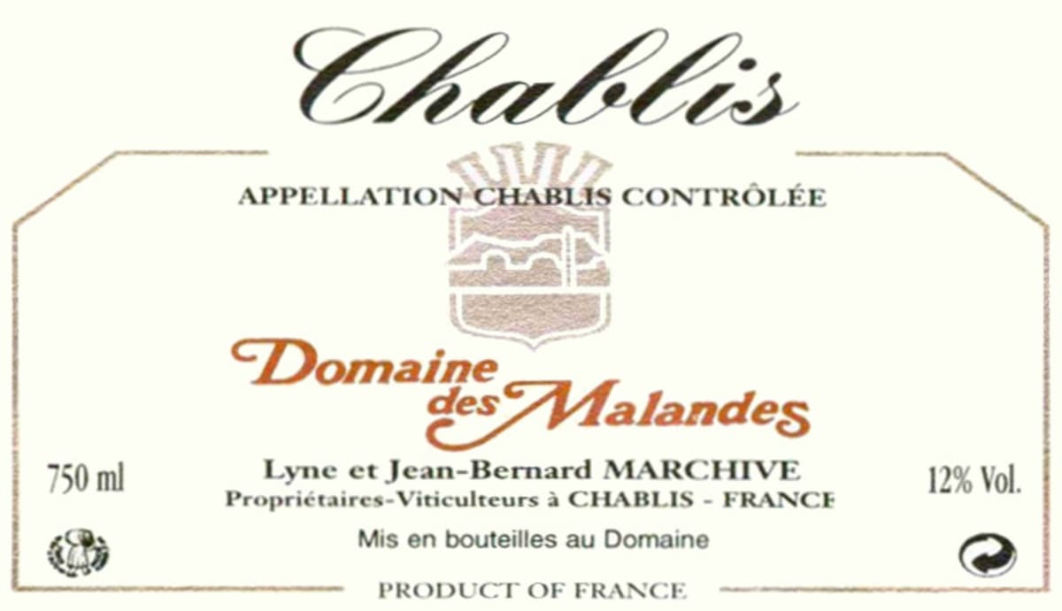 Domaine des Malandes Chablis 2006 Front Label