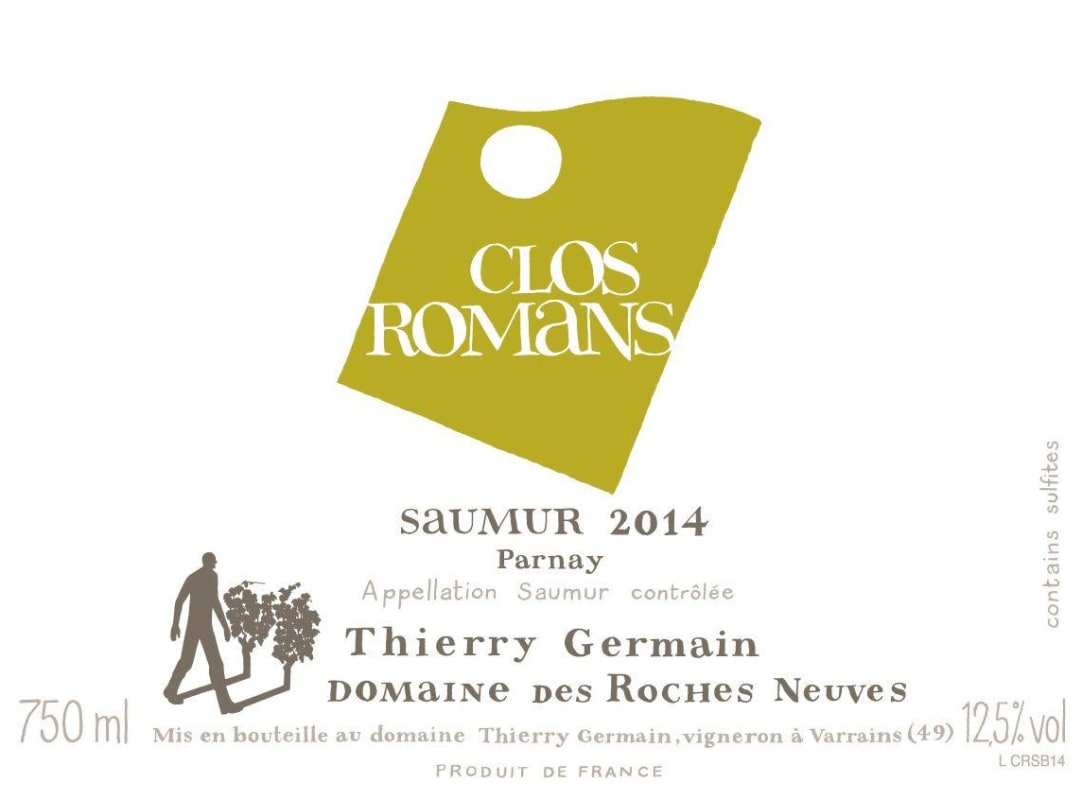 Thierry Germain Saumur Clos Romans Blanc 2014 Front Label