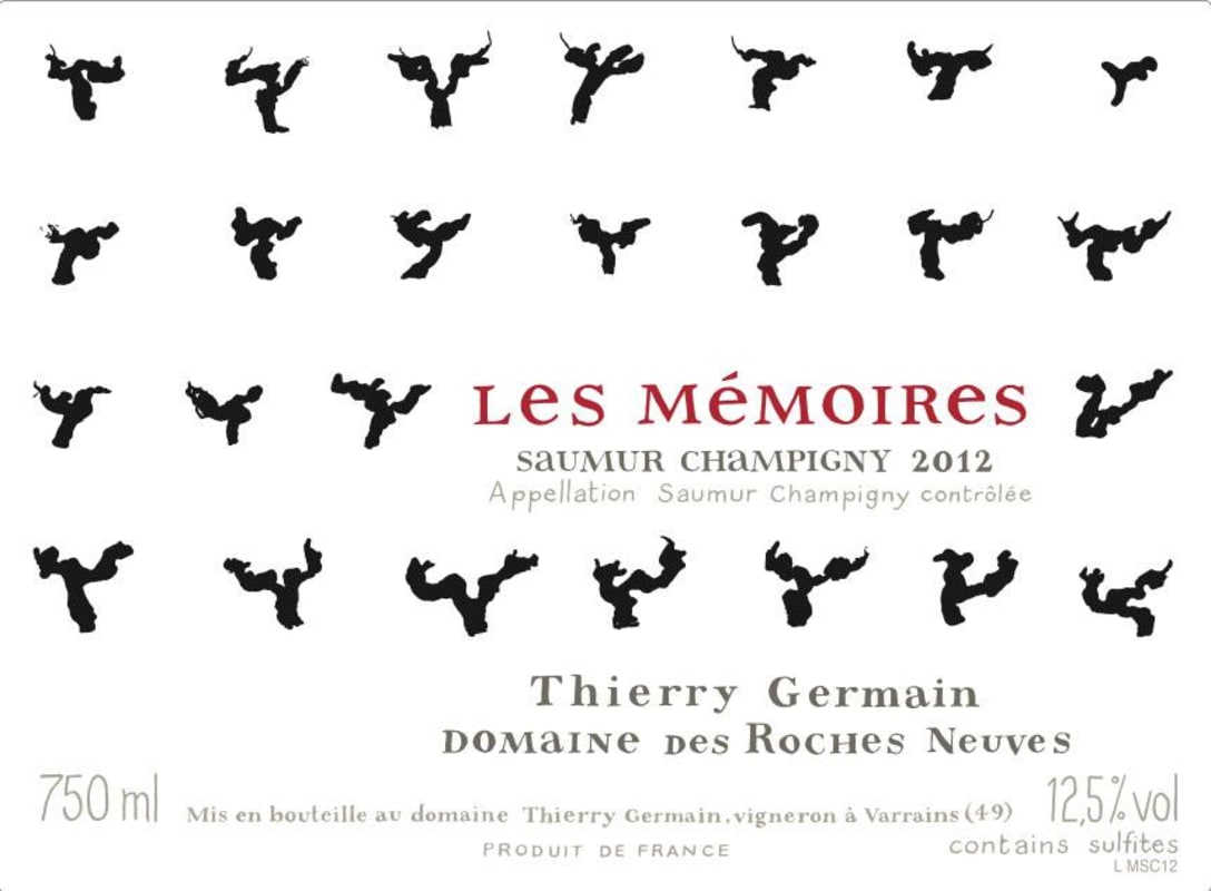 Thierry Germain Saumur Champigny Les Memoires 2012 Front Label