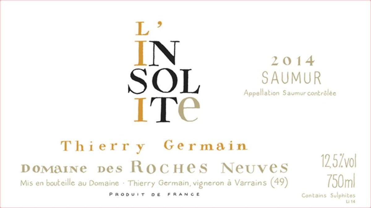 Thierry Germain Saumur l'Insolite Blanc 2014 Front Label