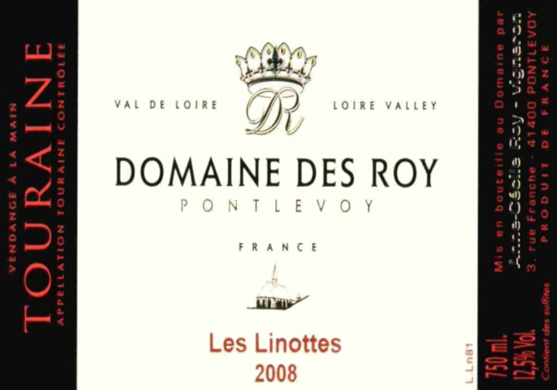 Domaine des Roy Touraine Les Linottes 2008 Front Label