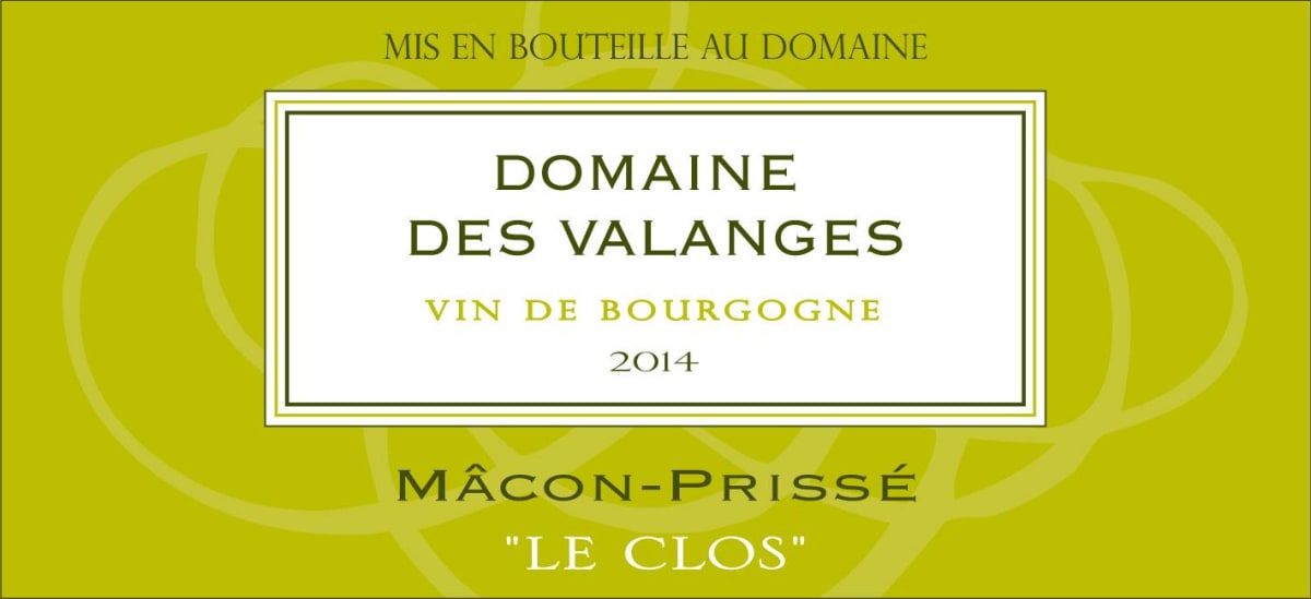 Domaine des Valanges Macon-Prisse Le Clos 2014 Front Label