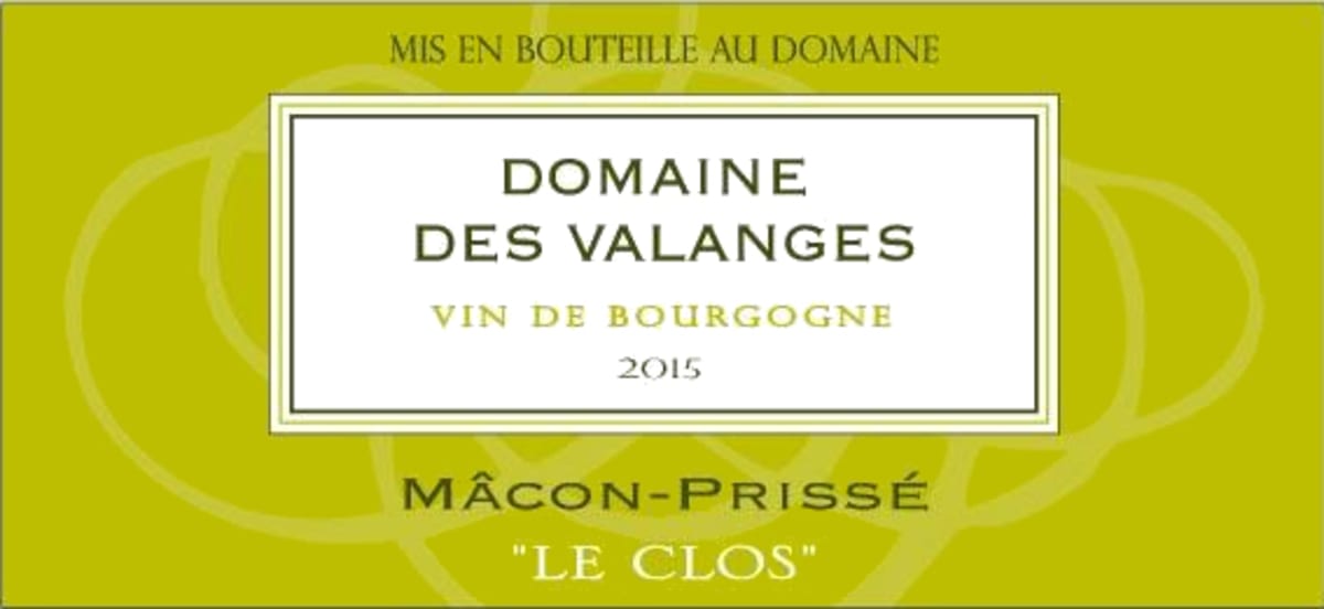 Domaine des Valanges Macon-Prisse Le Clos 2015 Front Label