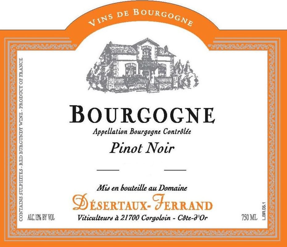 Domaine Desertaux-Ferrand Bourgogne Pinot Noir 2013 Front Label