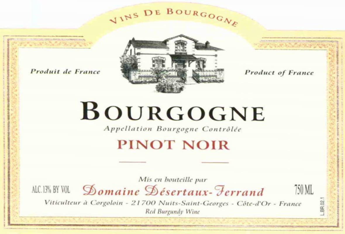 Domaine Desertaux-Ferrand Bourgogne Pinot Noir 2004 Front Label