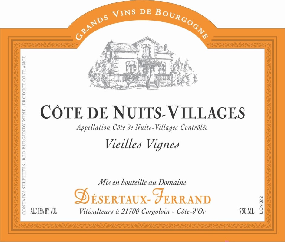 Domaine Desertaux-Ferrand Cote de Nuits-Villages Vieilles Vignes 2008 Front Label